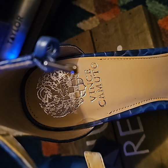 Vince Camuto Womens SZ9M Blue Heels Sandals Reesera Alligator Open Toe Heels . - Picture 4 of 8
